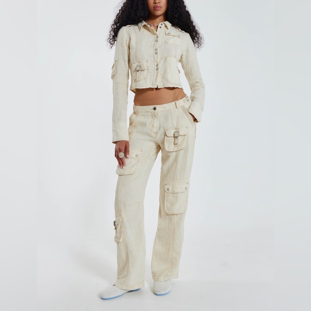 Jaded London Santal Linen Cargo Trousers & Santal Linen Cargo Shirt SET!
